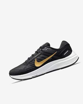 Nike Air Zoom Structure 24 Negros Grises Oscuro Metal Dorados | MX 2702